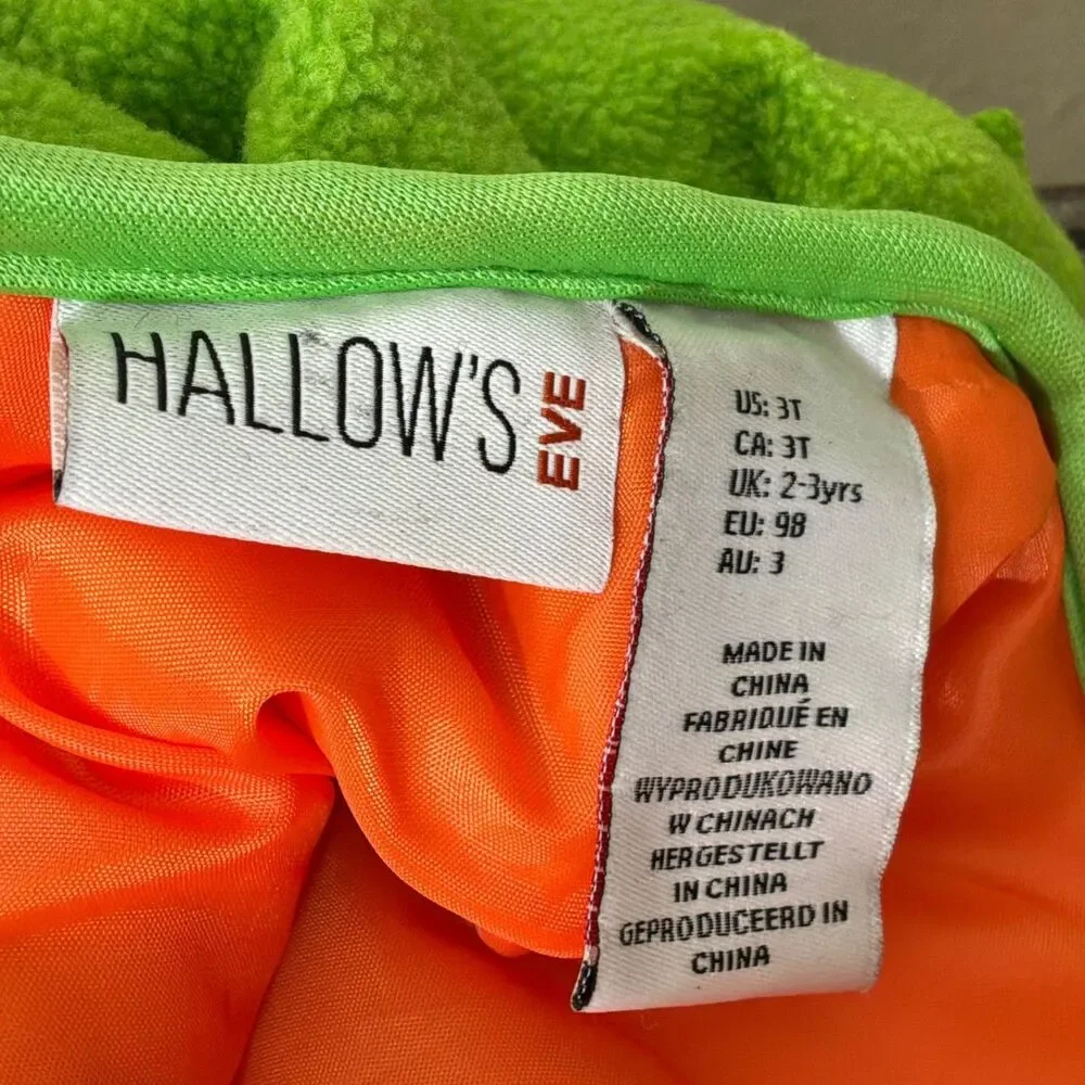 NWOT Hallow’s Eve Pumpkin Costume Toddler 3T Soft Puffy Orange Halloween w Hat
